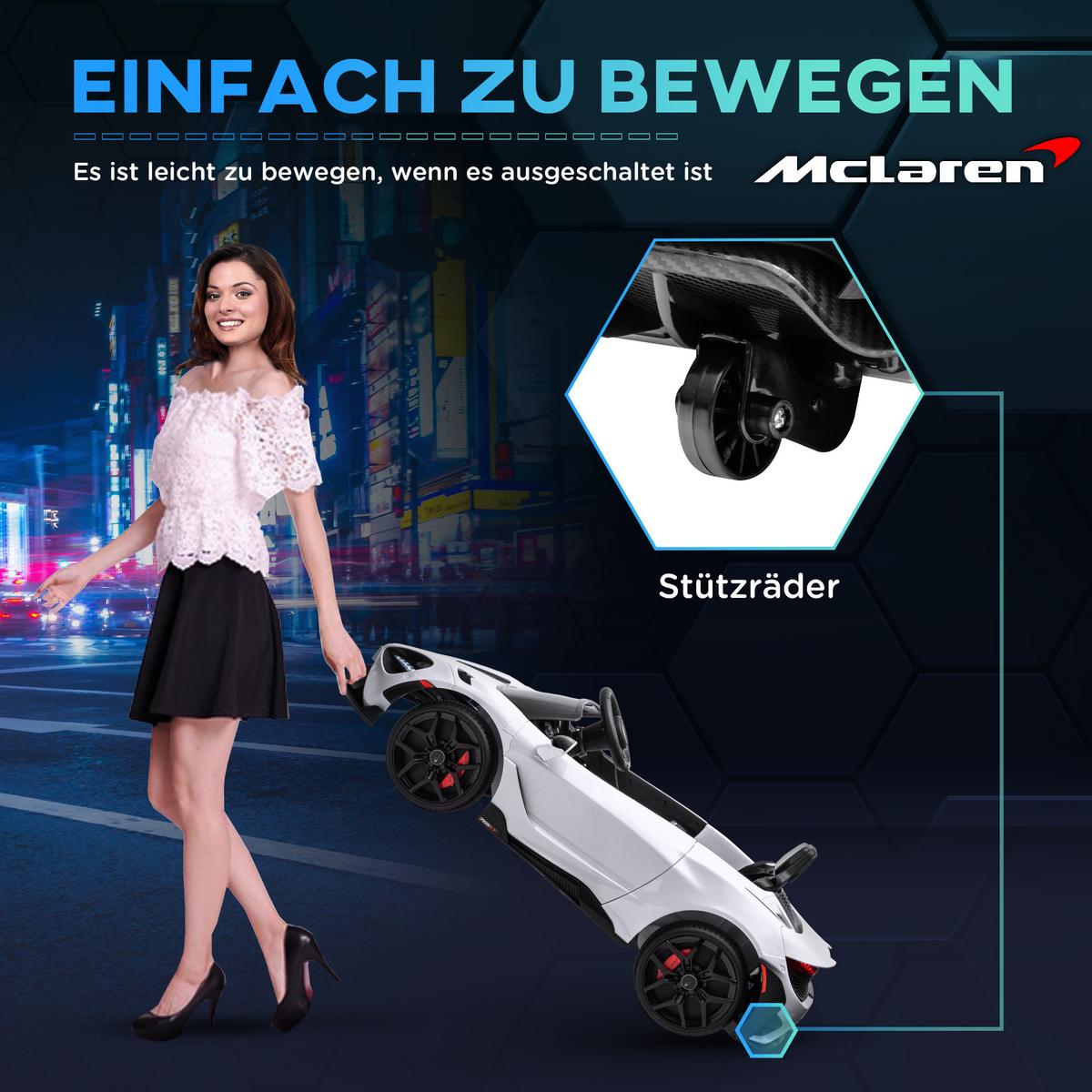 KINDER Elektroauto 12 V Kinderauto mit 2,4G Fernbedienung, MP3 Musik Weiß - Weiß, Metall (113/68/44cm) - AIYAPLAY