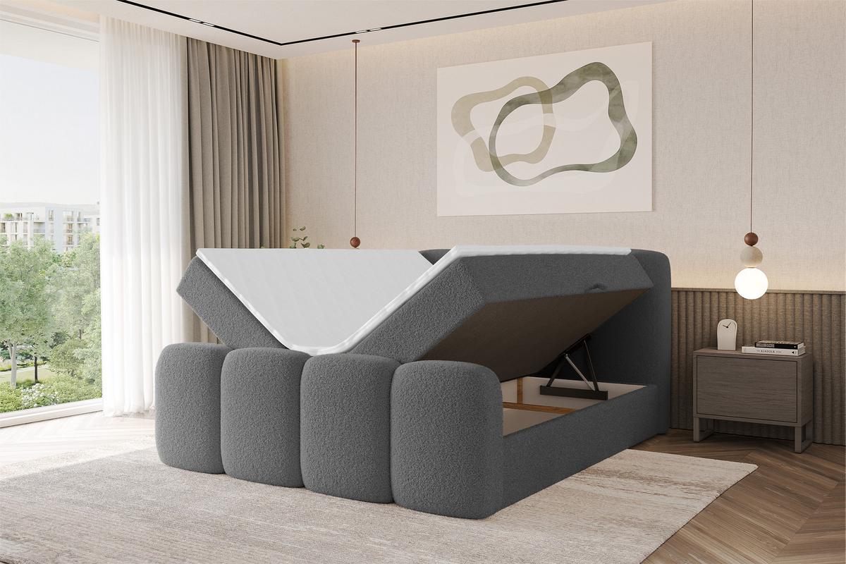 BOXBETT mit Matratze H4 - NINA-Z - 120x200 cm Grau - Titanfarben, Holzwerkstoff (120/200cm) - ALTDECOR