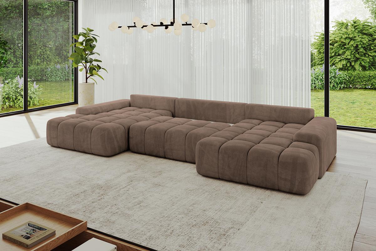 WOHNLANDSCHAFT ENSI-U - 353x164x69 cm Braun - Braun, Holzwerkstoff/Kunststoff (357/69/164cm) - ALTDECOR