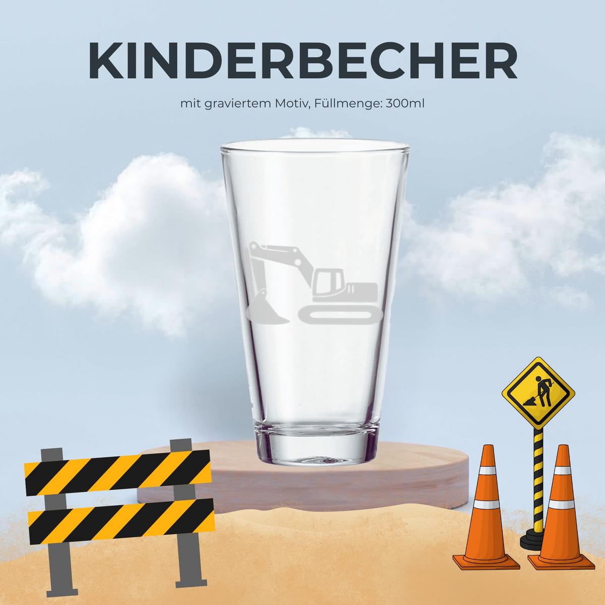 KINDERBECHER Bagger transparent 300 ml - Transparent, Glas (0.3L) - LUXENTU