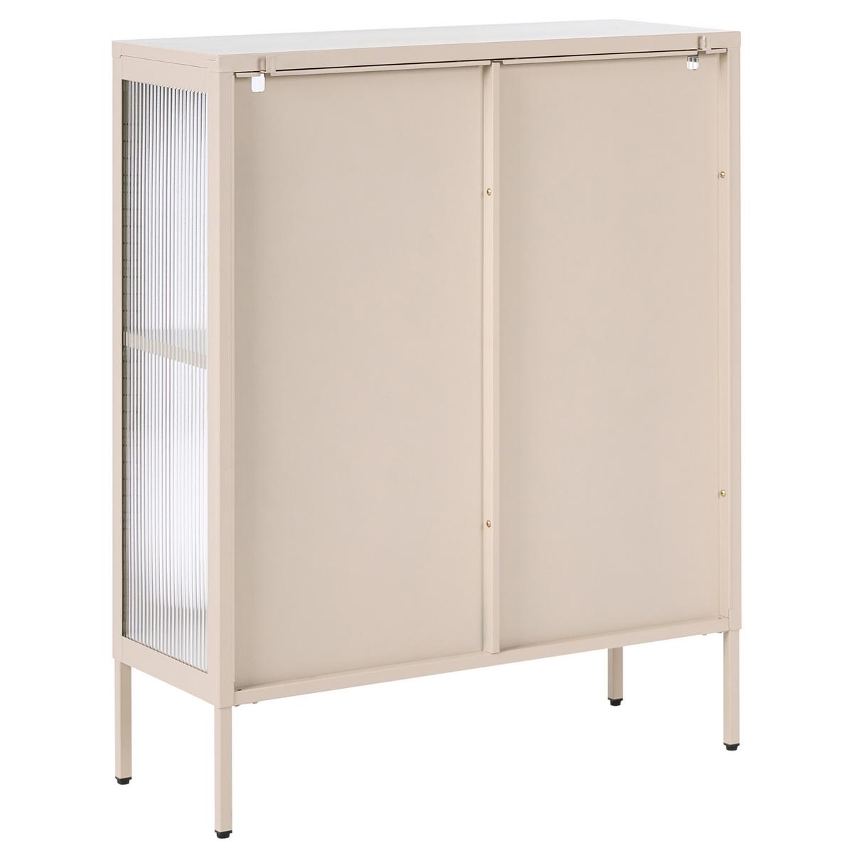 SIDEBOARD mit Glastüren Metall 90 cm Beige Sarre - Beige, Metall (90/111/35cm) - Beliani