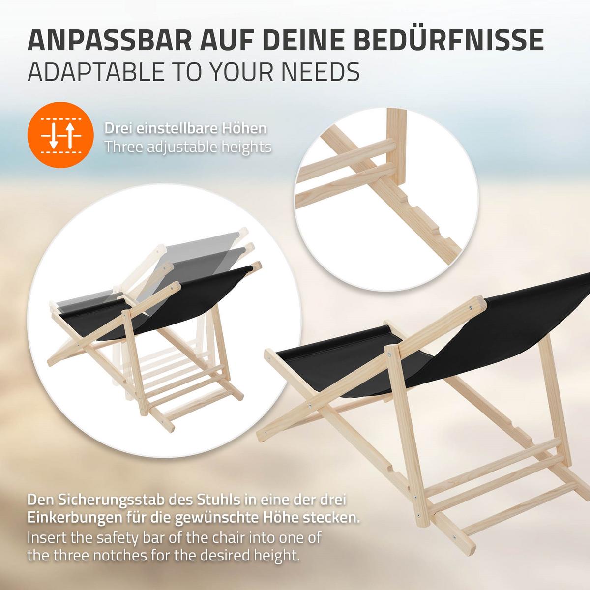 LIEGESTUHL samt Schwarz 2er Set - Schwarz, Holz (57.5/83/100cm) - ECD-Germany