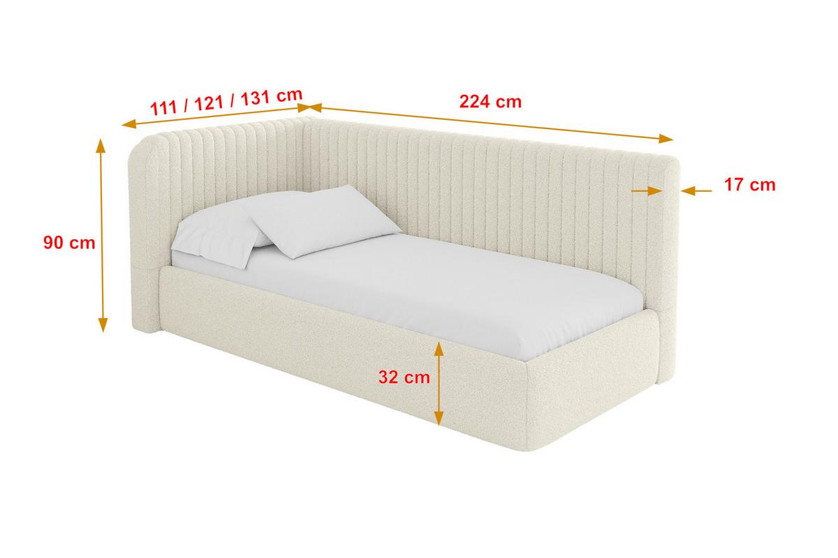EINZELLBETT Jugendbett mit Bettkasten, Rechts - AURY 100x200 Beige - Perlmutt, Holzwerkstoff/Textil (100/200cm) - ALTDECOR