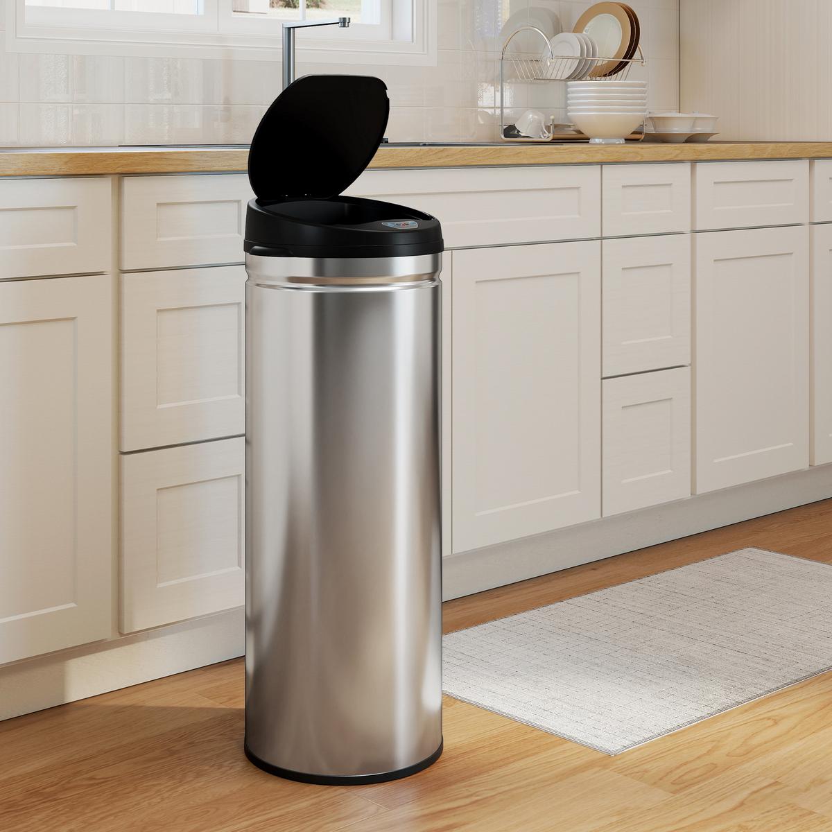 MÜLLEIMER mit Sensor 50L Edelstahl Automatischer Mülleimer mit Soft-Close-Deckel - Silberfarben, Metall (30.5/85/30.5cm) - HOMCOM