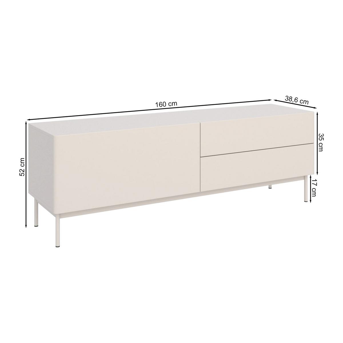 TV-LOWBOARD Olio KASCHMIR 160 CM - Kaschmir, Holzwerkstoff/Metall (160/52/38.6cm) - Selsey
