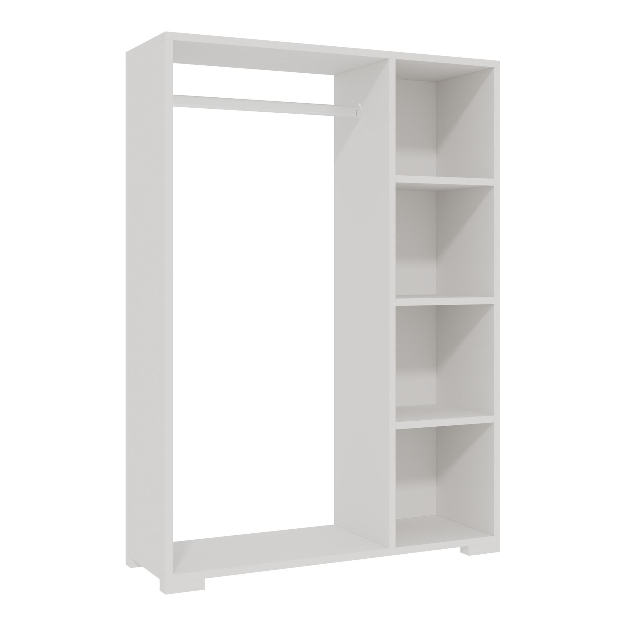 KLEIDERSCHRANK Nesbyen - Weiß, Holzwerkstoff/Kunststoff (90/126/30cm) - [en.casa]