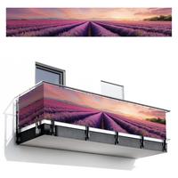 BALKON-SICHTSCHUTZ Lavendelfeld - Sonnenuntergang - Lila - Blumen Groß 500x90 cm - Violett, Kunststoff (500/90cm) - MuchoWow
