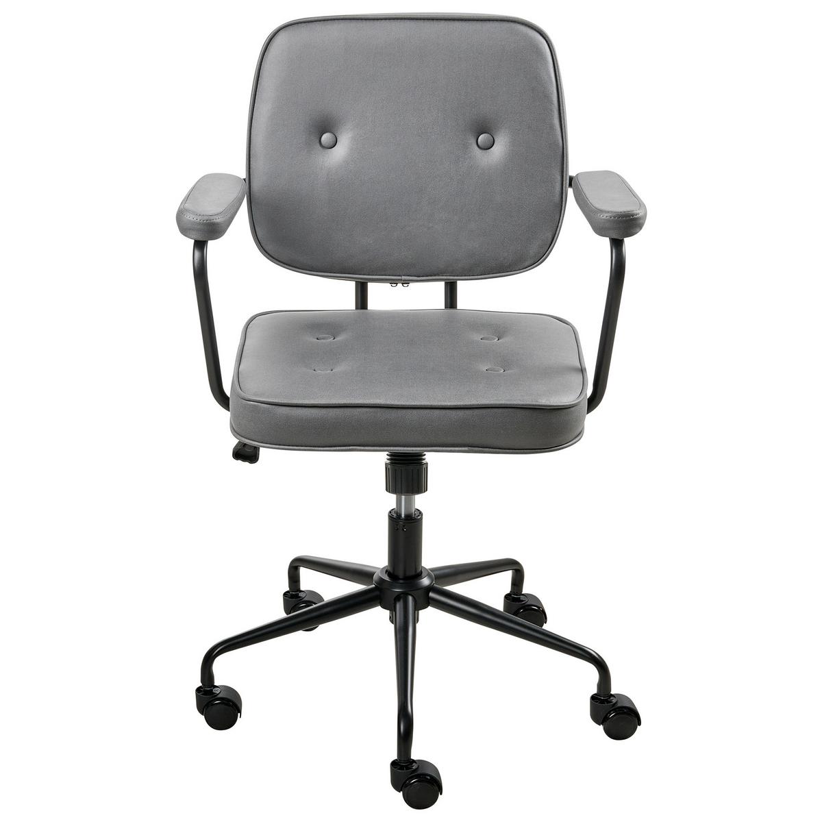 SCHREIBTISCHSTUHL Grau Pawnee - Schwarz/Grau, Textil (62/88/43cm) - Beliani