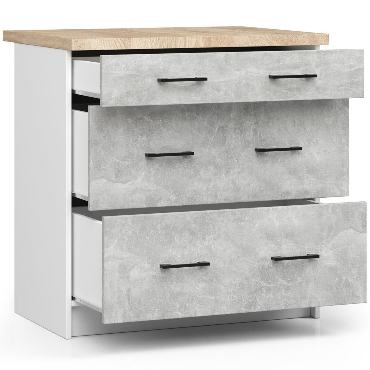 UNTERSCHRANK Weiß, Beton 85/80/46 - Hellgrau/Weiß, Holzwerkstoff (80/85/46cm) - RAUMHIRSCH FURNITURE