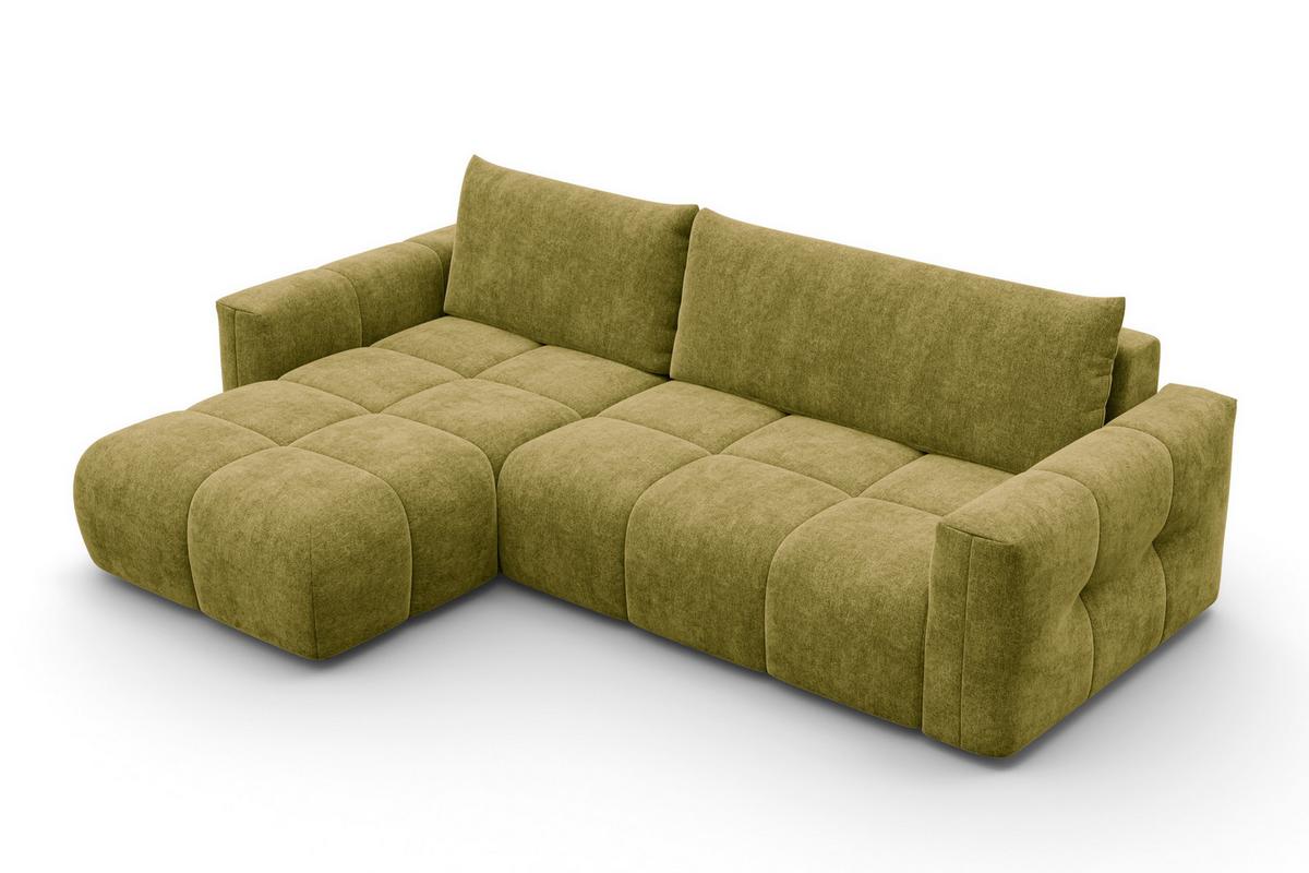 ECKSOFA VERONA 4-Sitzer links, Khaki - Schwarz/Grün, Holz/Textil (266/173cm) - Courtois Laville