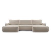 WOHNLANDSCHAFT Ablia Beige 364/168/87 cm mit Schlaffunktion - Beige/Schwarz, Kunststoff/Textil (364/87/168cm) - AX Living