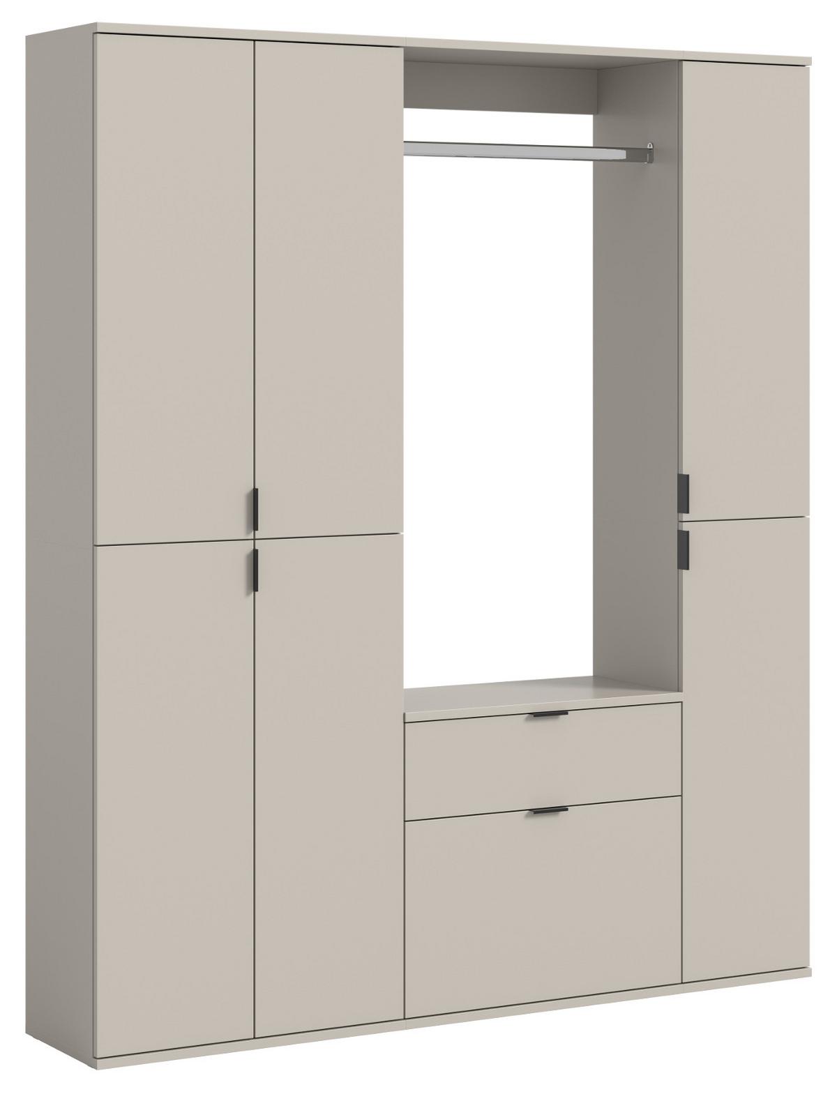 GARDEROBEN-SET Kaschmir 152 x 193 cm, Garderobenschrank mit viel Stauraum - Kaschmir/Schwarz, Holzwerkstoff/Metall (152/193/34cm) - Inn.Furn
