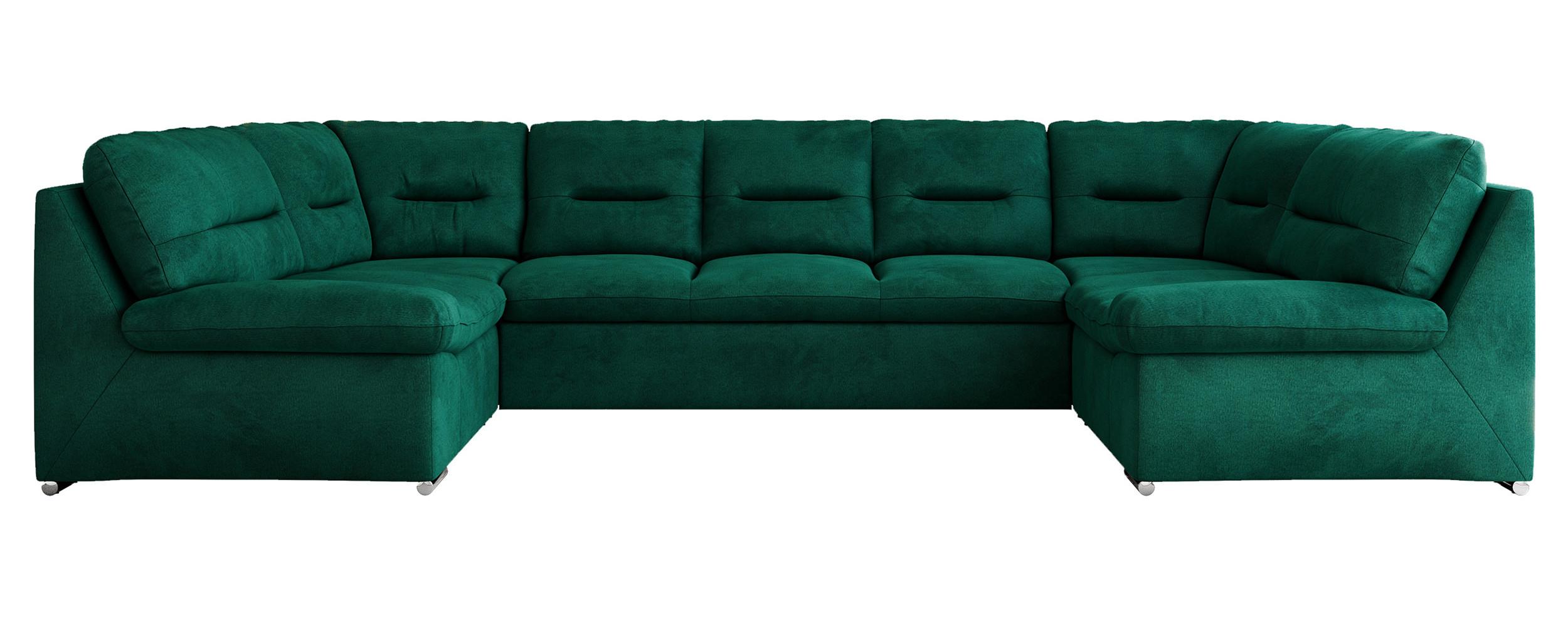 WOHNLANDSCHAFT COMODO U Dunkelgrün Velvet - Dunkelgrün/Silberfarben, Textil/Metall (340/93/206cm) - MKS