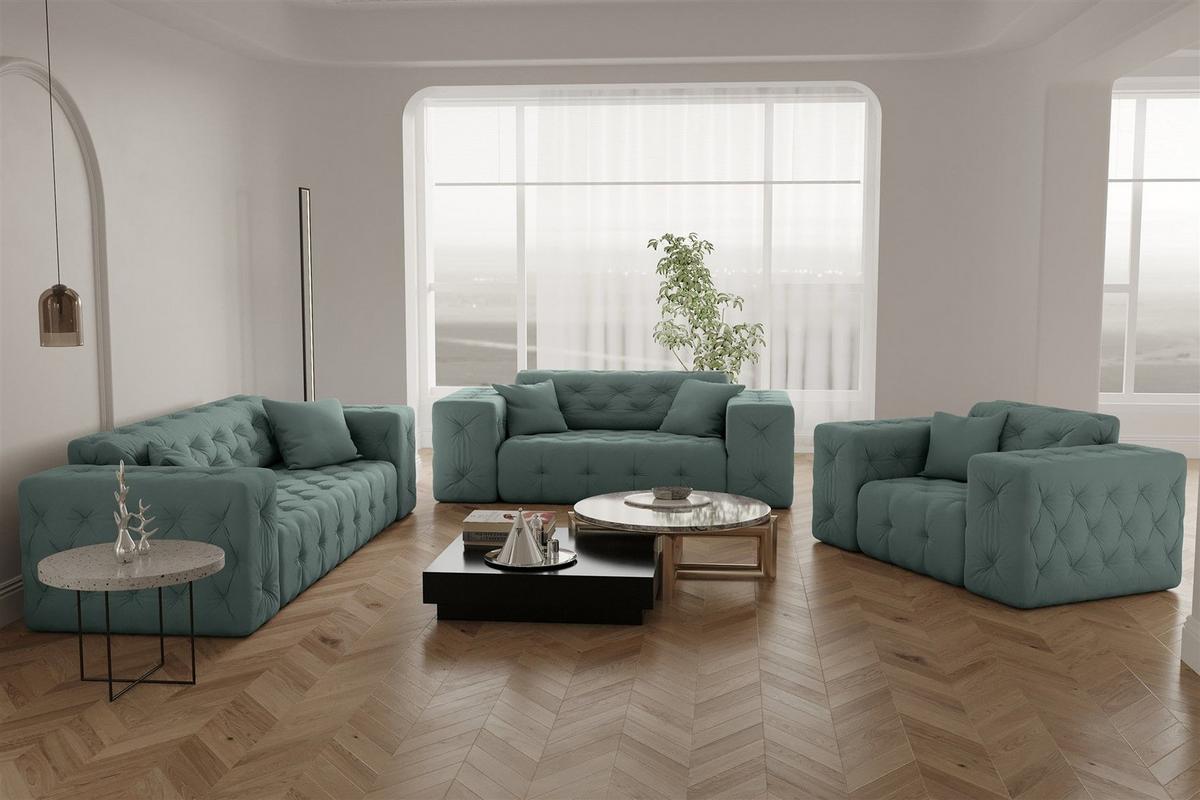 ECKSOFA Chantal - Salbeigrün, Holzwerkstoff/Textil (246/246cm) - Fun Möbel