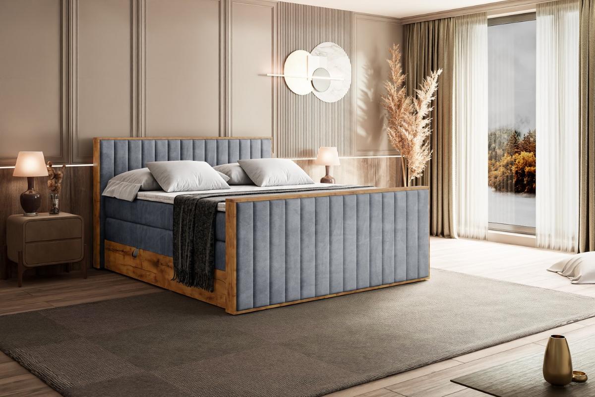 BOXSPRINGBETT mit Matratze H3|H4 und Lattenrost - LOLLI4-Z KING-200x200 - Grau Casablanca - Grau, Holzwerkstoff (200/200cm) - ALTDECOR