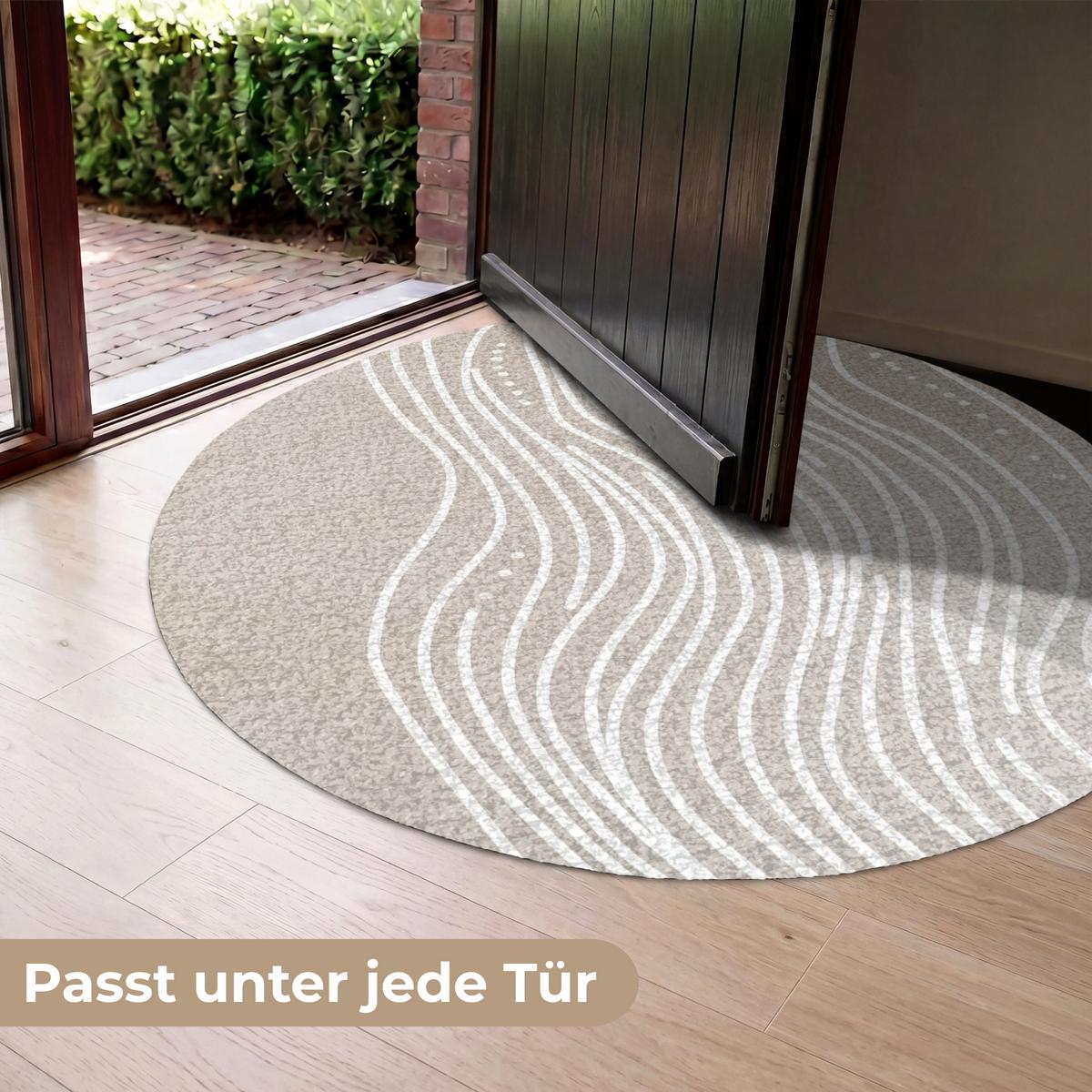 FUSSMATTE Wellenlinien - Fließend - Sandfarben Fußabtreter 120x120 cm - Beige, Kunststoff (120/0.4cm) - MuchoWow