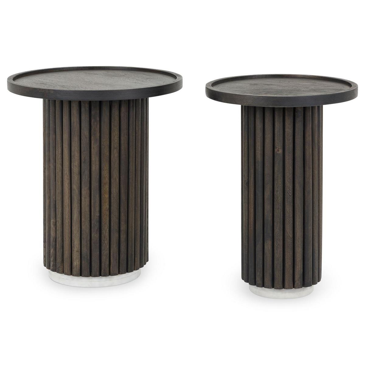 COUCHTISCHSET SARDA 2er Set braun/weiß - Braun/Weiß, Holz/Naturmaterialen (46/46/53cm) - IDIMEX