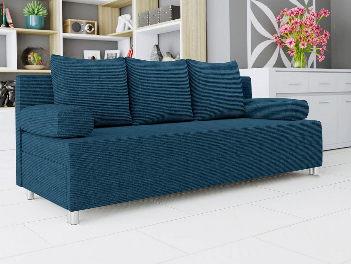SCHLAFSOFA Dover Cord - Blau/Chromfarben, Holz/Kunststoff (192/86/80cm) - MIRJAN24