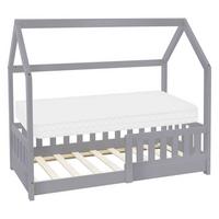 KINDERBETT mit Dach und Matratze 70x140 cm Hellgrau - Hellgrau, Holz (70/140cm) - ML-DESIGN