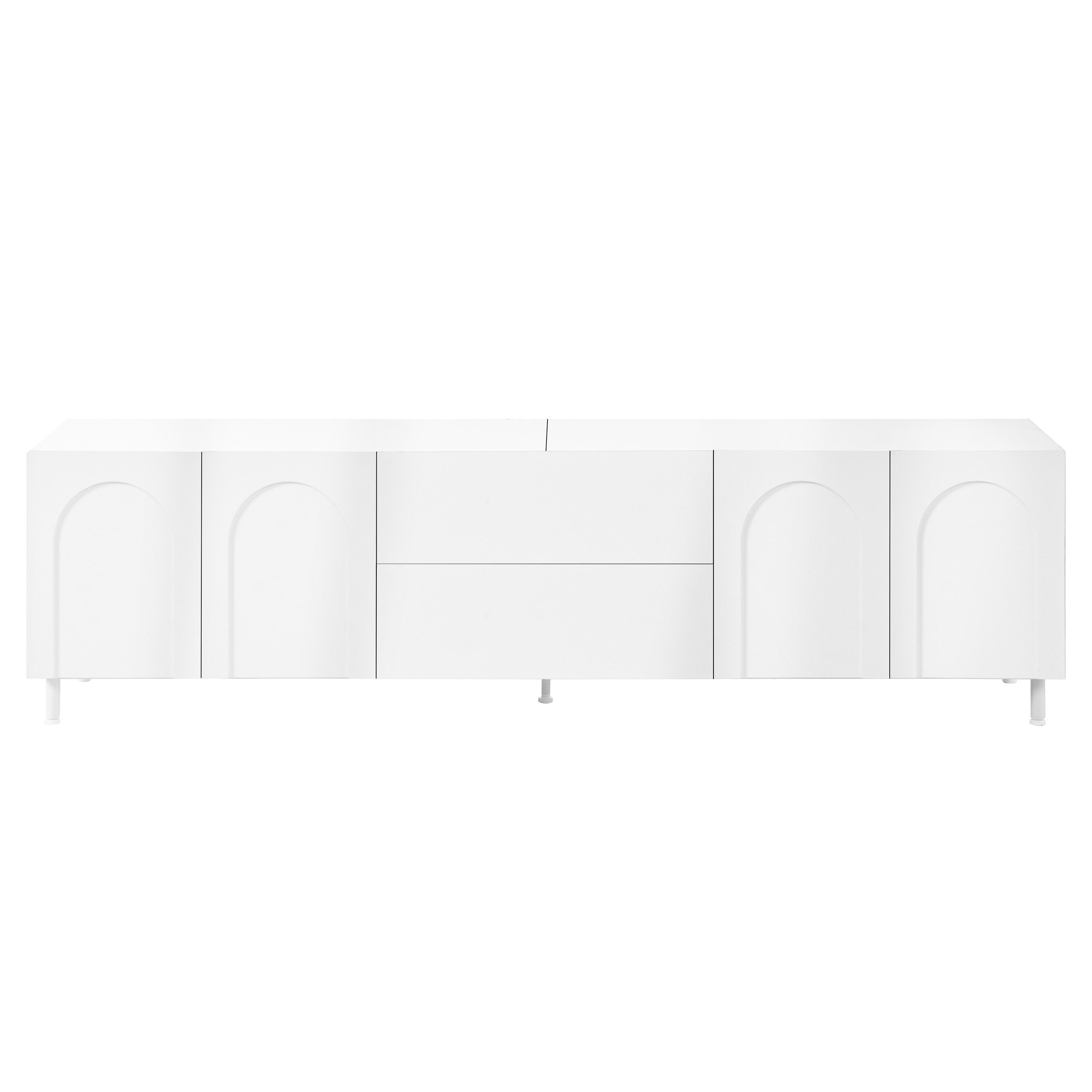 TV-LOWBOARD Weiß 180cm mit 4 Türen & 2 Schubladen im Bogen-Design - Weiß, Holzwerkstoff (180/48/40cm) - Urban Meuble