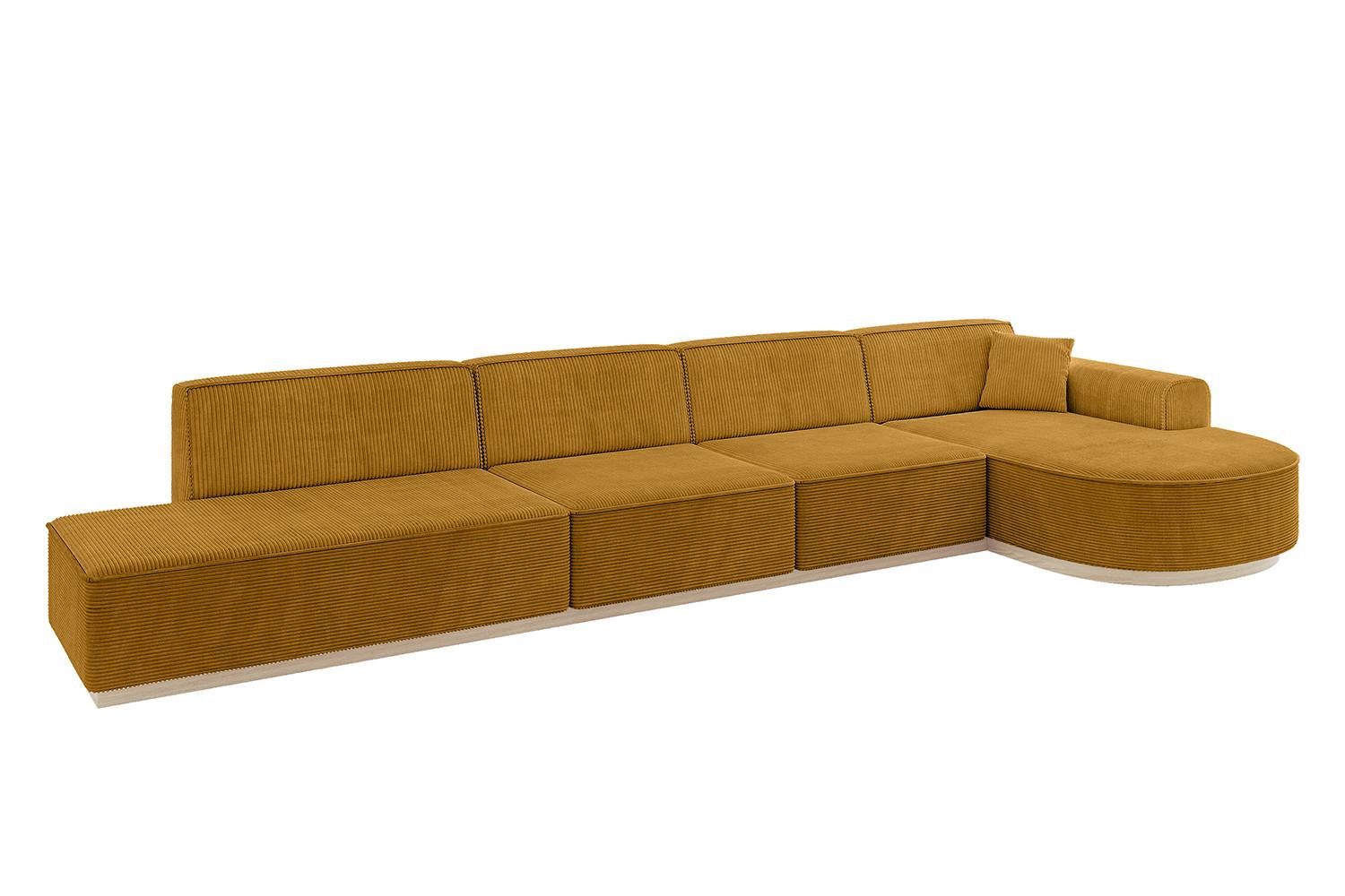 ECKSOFA Ottomane Rechts ARRIO-L3 - 413x171x83 cm Senfgelb - Currygelb/Gelb, Holzwerkstoff/Textil (413/171cm) - ALTDECOR