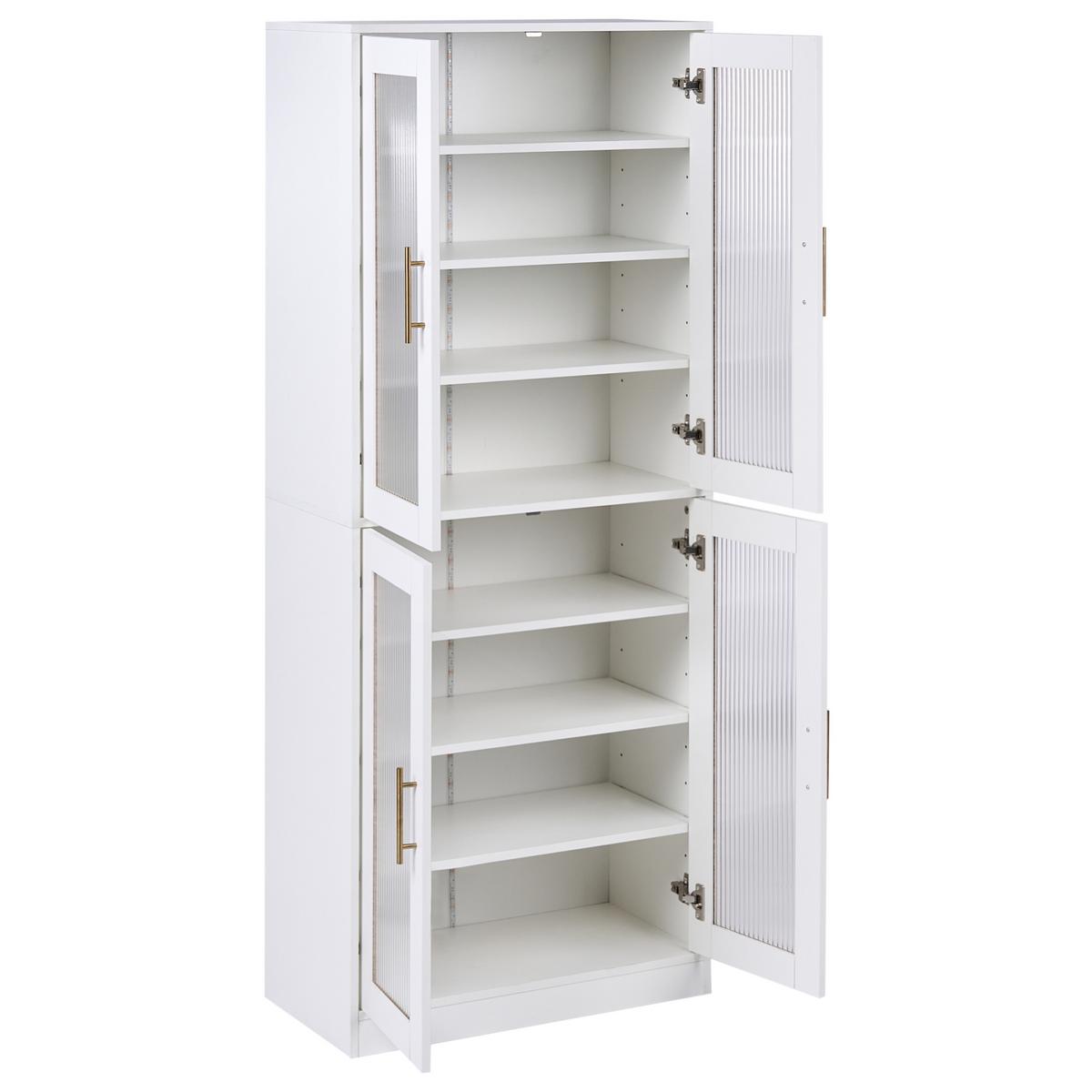 SCHUHSCHRANK mit LED-Beleuchtung Weiß Griffith - Weiß, Holzwerkstoff (70/170/35cm) - Beliani