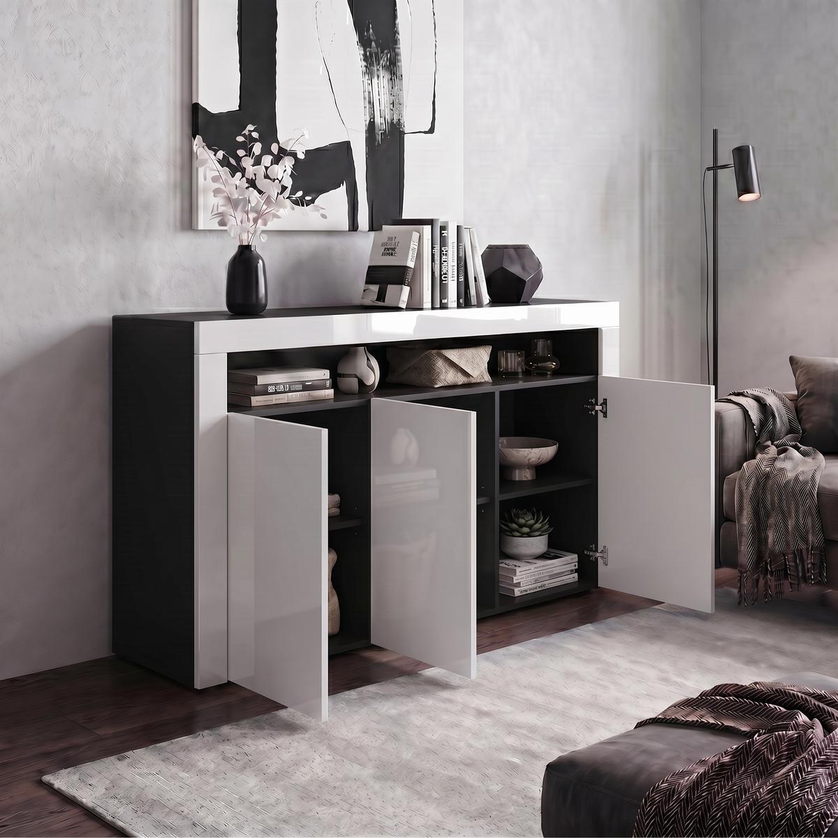 SIDEBOARD Valencia Eiche sägerau / Eiche sägerau - Eiche San Remo, Holzwerkstoff (155/92/40cm) - Vladon