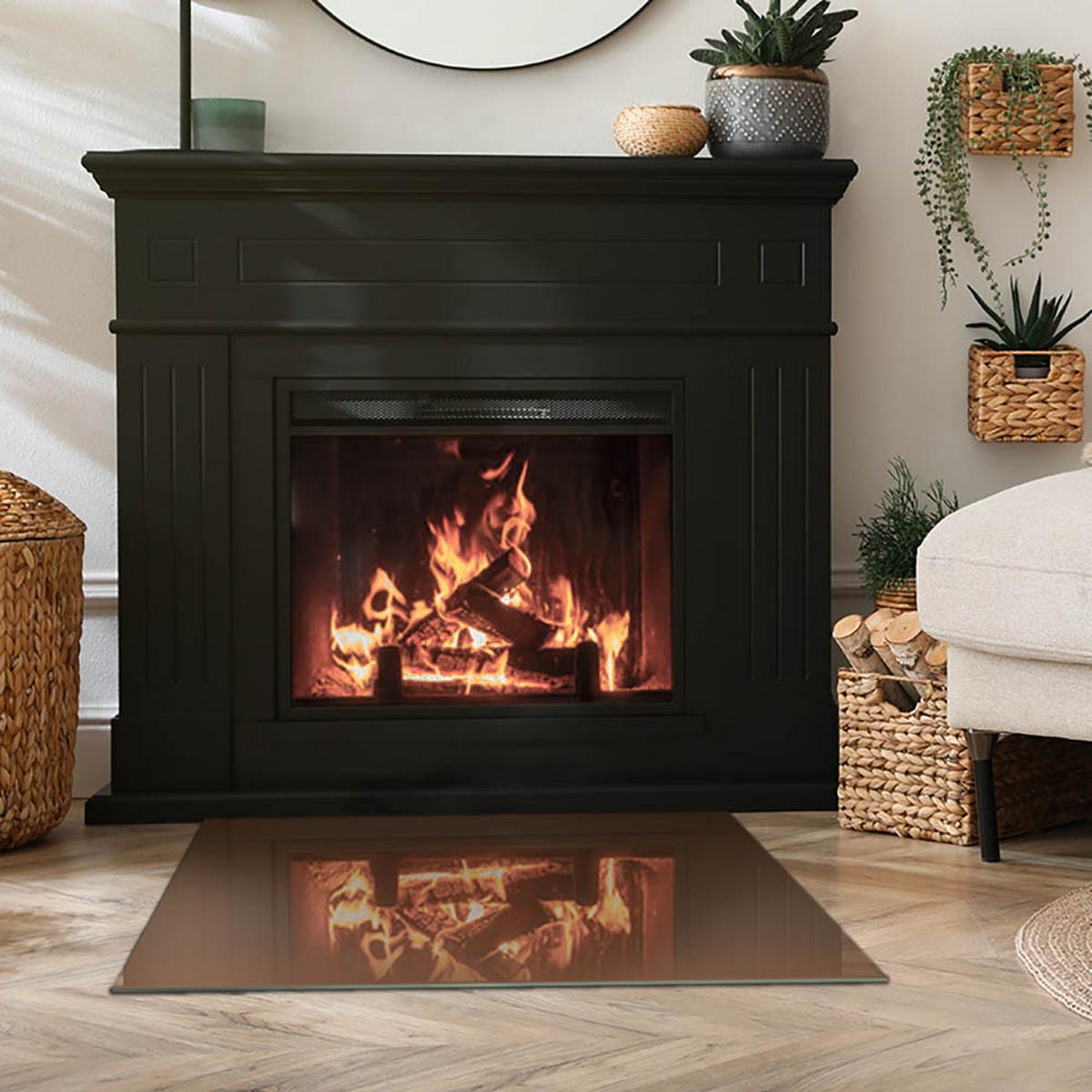 GLASPLATTE für Kamin 80x60 cm - Braun, Glas (80/60/0.4cm) - TULUP