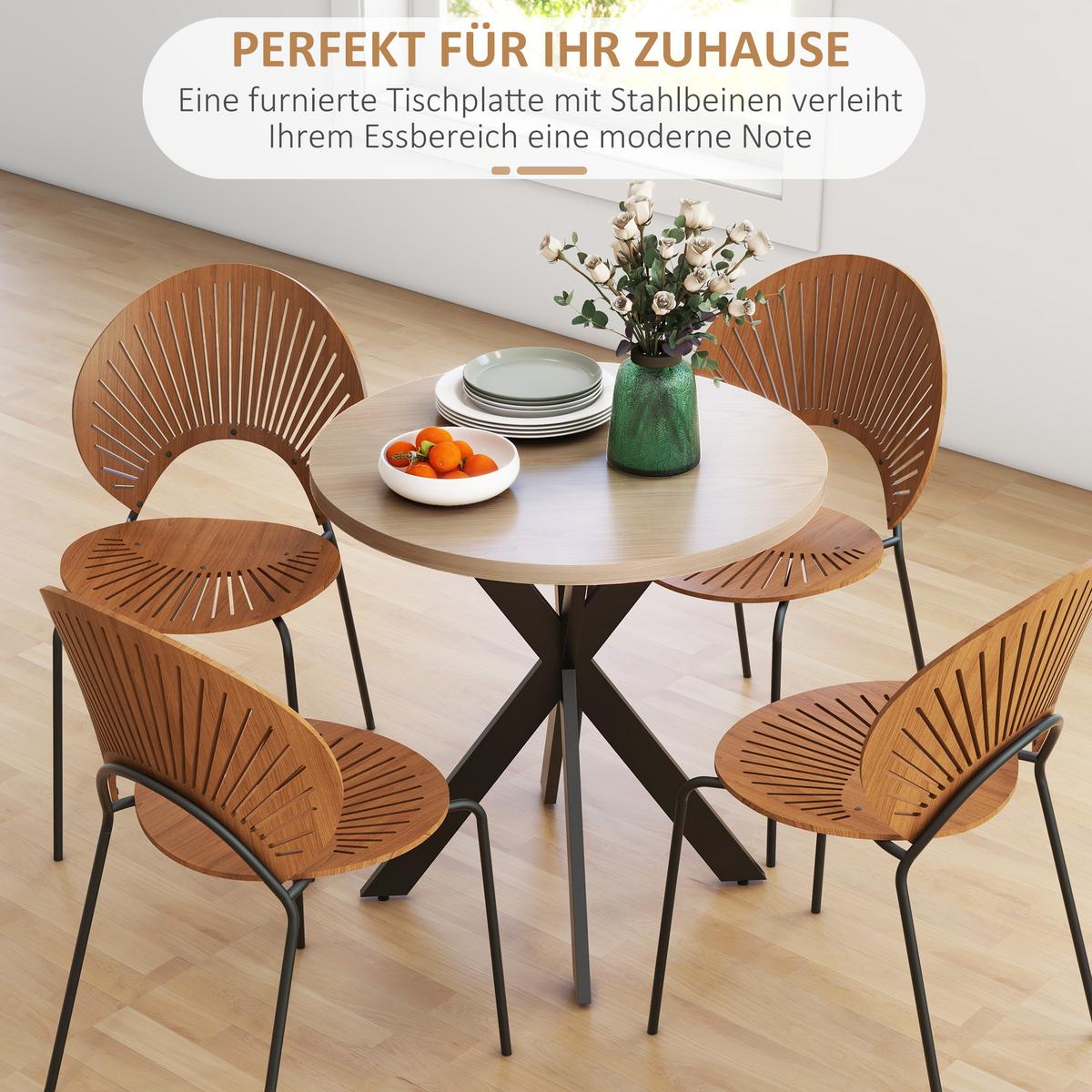 ESSTISCH MDF Stahl Braun - Schwarz/Braun, Holzwerkstoff/Metall (75/75/75cm) - HOMCOM