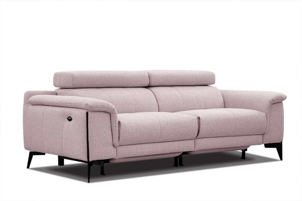 RELAXSOFA MATERA 3-Sitzer mit 2 Relaxfunktionen, rosa - Schwarz/Rosa, Holzwerkstoff/Textil (212/82/103cm) - Wozimo