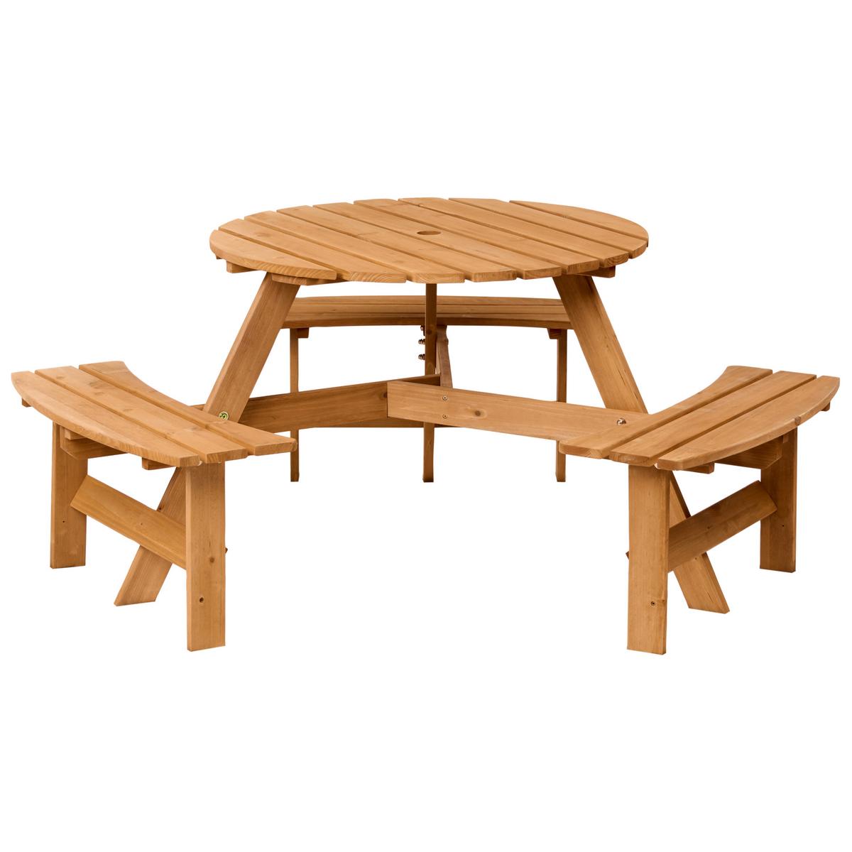 PICKNICKTISCH mit Bänken Tannenholz Hellbraun Calascibetta - Hellbraun, Holz - Beliani
