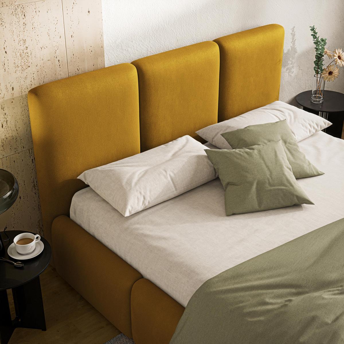 POLSTERBETT ARSIL 160x200 cm mit Bettkästen - Gelb - Gelb, Holz/Textil (160/200cm) - MASSENO