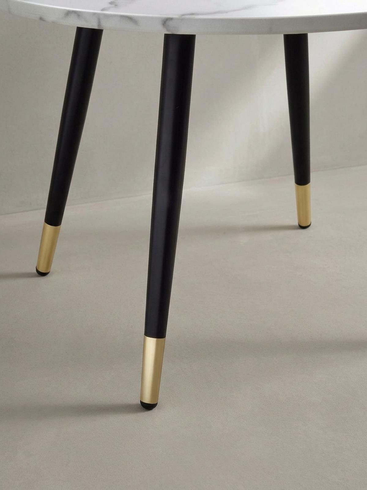 COUCHTISCH mit Marmor Optik, Modernes Design, Metall-Gestell, Runde Form, Weiß 60x60x41 cm - Goldfarben/Weiß, Holzwerkstoff/Metall (60/60/41cm) - KADIMA DESIGN