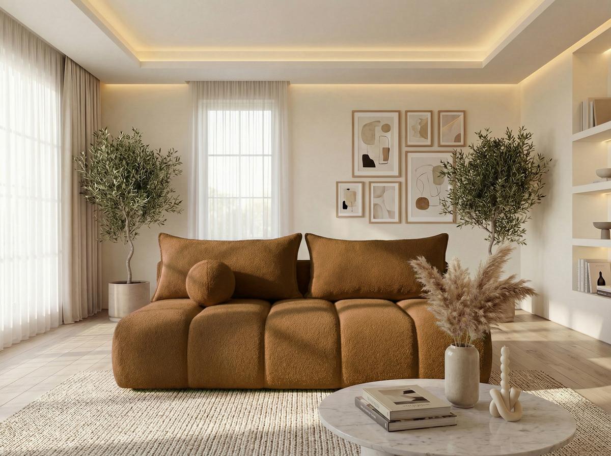 SCHLAFSOFA Milla mit Bettkasten, Bernstein Braun 205/97/85 cm - Bernsteinfarben, Textil/Metall (205/97/85cm) - WFL GROUP