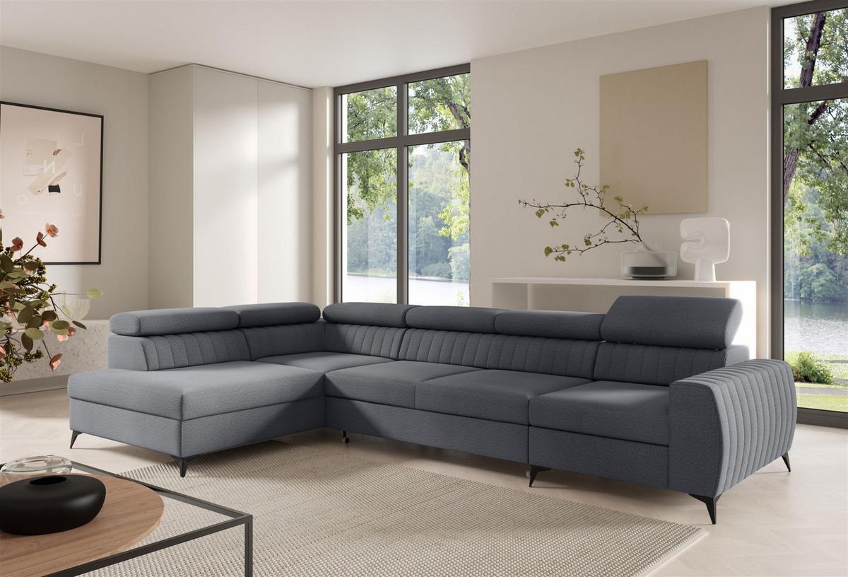 ECKSOFA Toronto Xl - Grau, Holzwerkstoff/Textil (340/200cm) - Fun Möbel
