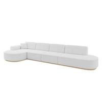ECKSOFA Ottomane Links MARI-L3-v1 - 413x171x83 cm Weiß Bouclé - Weiß, Holzwerkstoff/Textil (413/171cm) - ALTDECOR