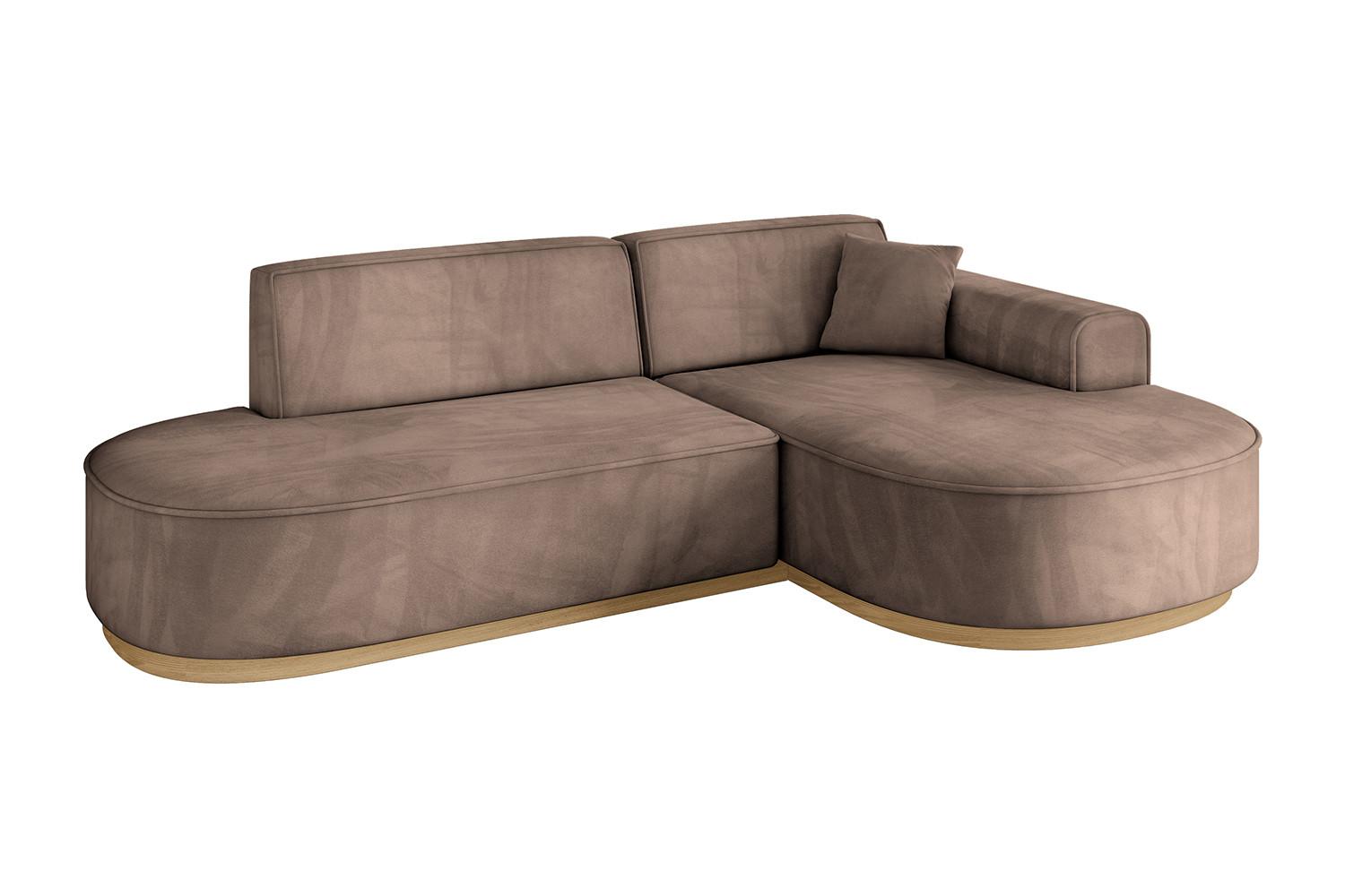 ECKSOFA Ottomane Rechts MARI-L1-v2 - 243x171x83 cm Braun Velours - Braun, Holzwerkstoff/Textil (171/243cm) - ALTDECOR