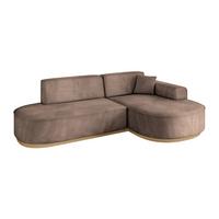ECKSOFA Ottomane Rechts MARI-L1-v2 - 243x171x83 cm Braun Velours - Braun, Holzwerkstoff/Textil (171/243cm) - ALTDECOR