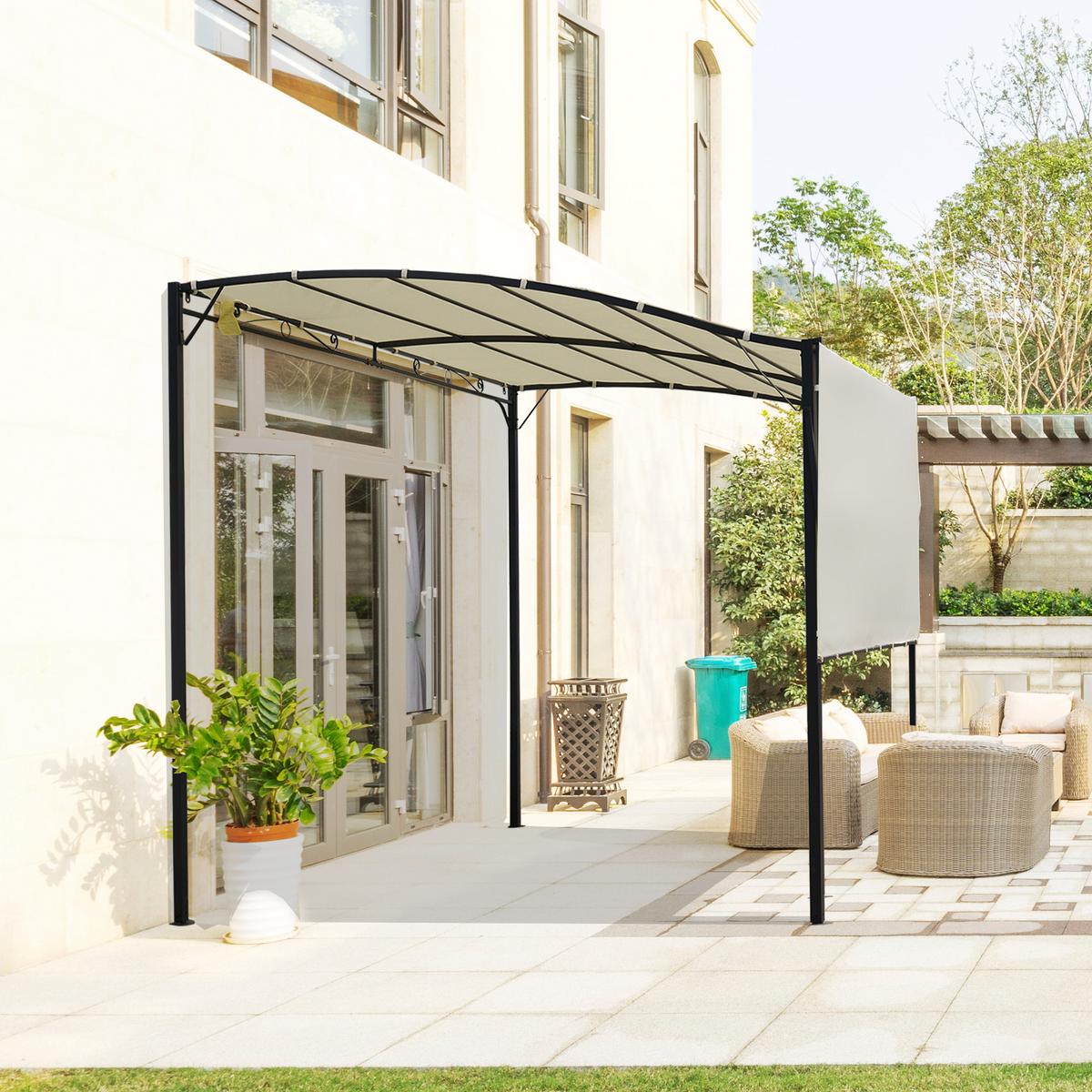 PAVILLON Stahl+Polyester Creme+Schwarz - Creme, Metall (250/250/300cm) - Outsunny