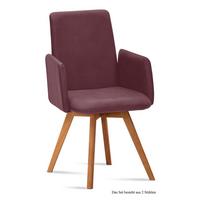 ARMLEHNSTUHL (2er-Set) Dilys 52x92x60 Eiche geölt/Marsala - Eichefarben/Brombeere, Kunststoff (60/92/52cm) - 58aufmkessel