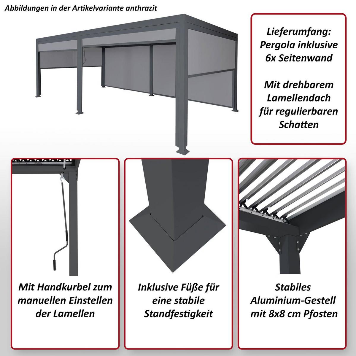 ALU PERGOLA MIT SEITENWAND Weiß - Weiß, Metall (590/224/306cm) - MCW