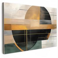 LEINWANDBILD Abstrakt - Gold - Bronze - Grün - Formen - Modern Wohnzimmer Groß 120x80 cm - Multicolor, Textil (120/80cm) - MuchoWow