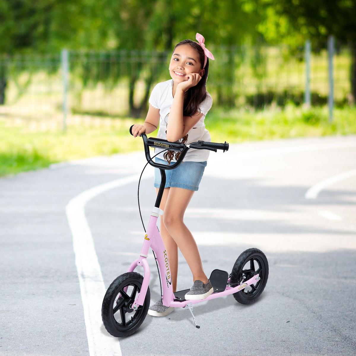 KINDERROLLER, Schwarz/Rosa/Blau/Rot, Stahl+ PVA - Rosa, Metall (120/52/80cm) - HOMCOM