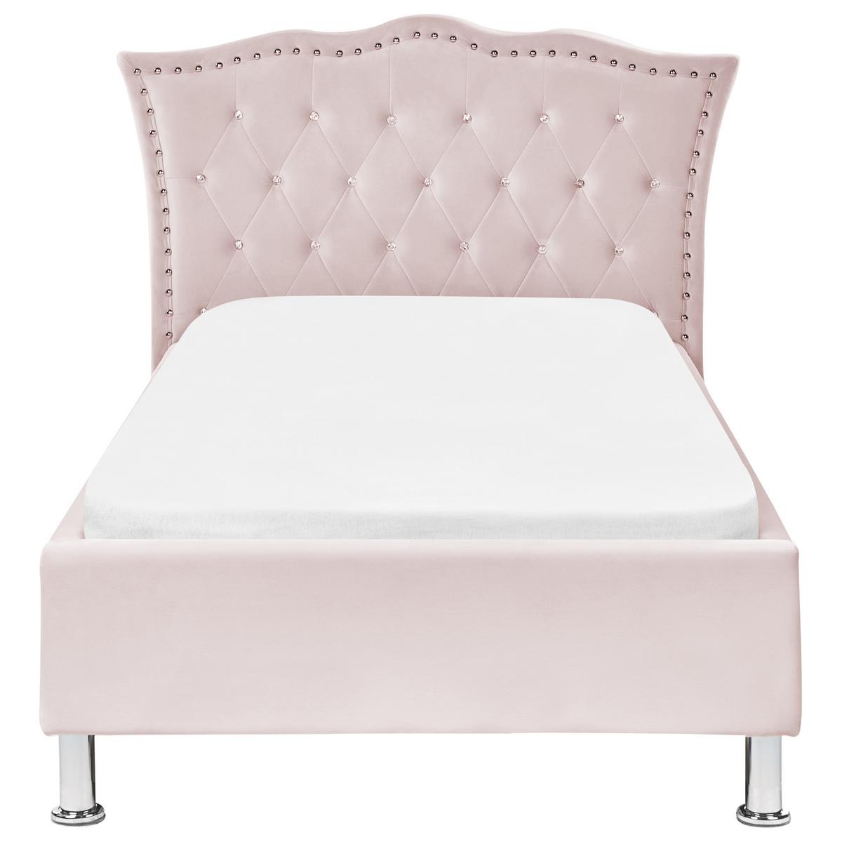 BETT 90/200cm Pastellrosa Metz - Pink, Textil (90/200cm) - Beliani