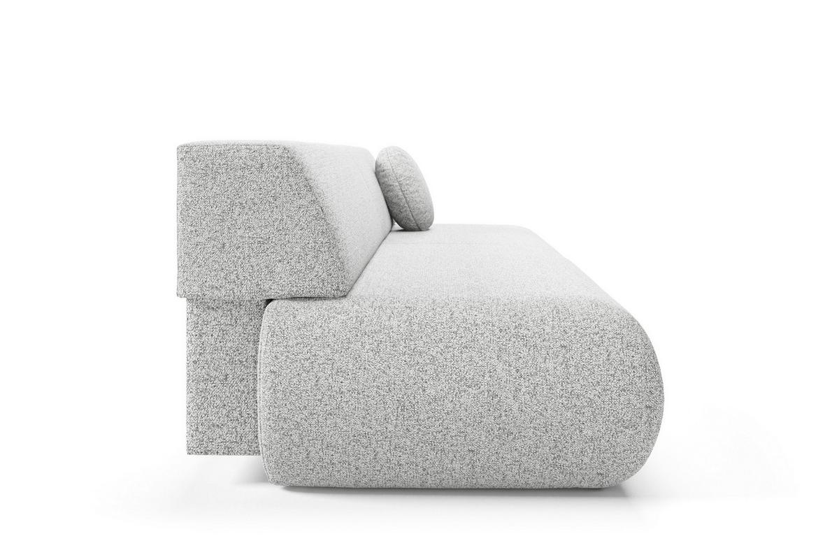 BETTSOFA DELTA Hellgrau Geflochtener Stoff mit Schlaffunktion - Hellgrau, Holz (214/74/100cm) - MASSENO
