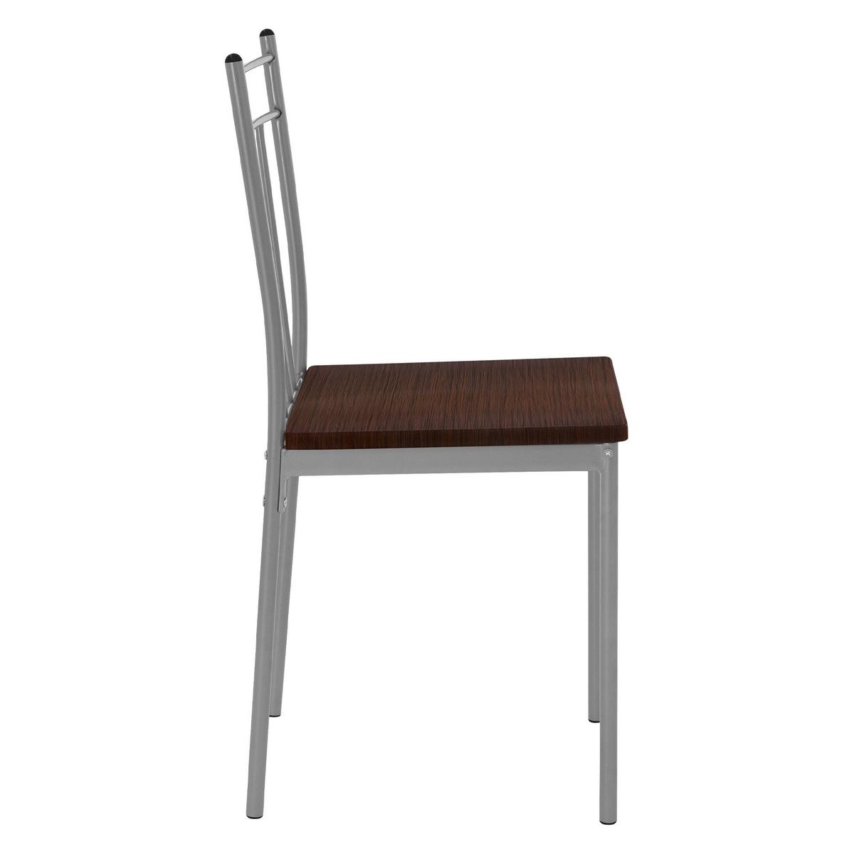 ESSTISCH SET 5-teilig Eiche dunkel - Dunkelbraun/Grau, Holzwerkstoff/Metall (70/82.5/110cm) - ML-DESIGN