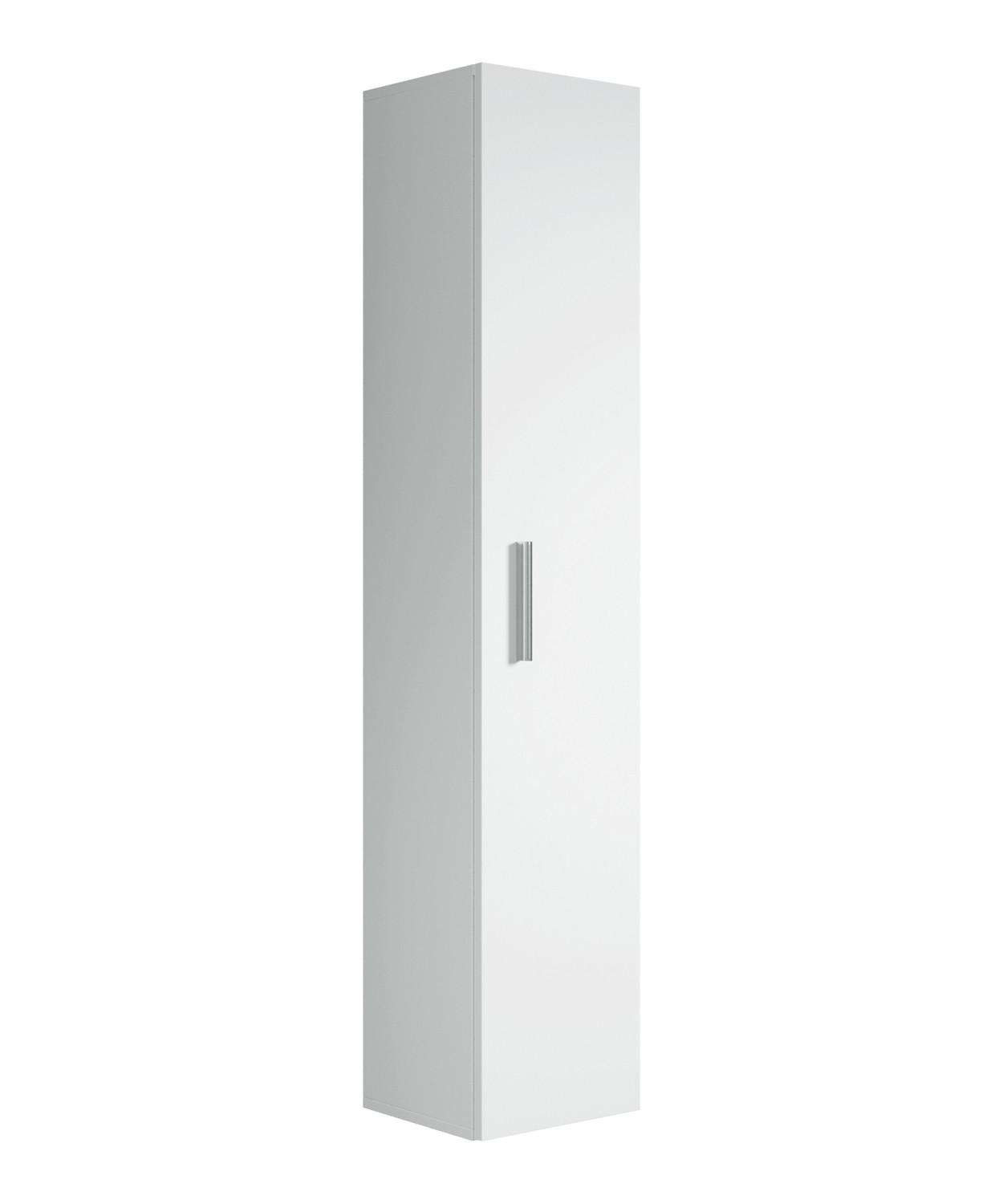 BADEZIMMERSCHRANK Pluto mit 1 Tür Weiß - 30 x 30 x 150 cm - Weiß, Holz (30/150/30cm) - Badplaats