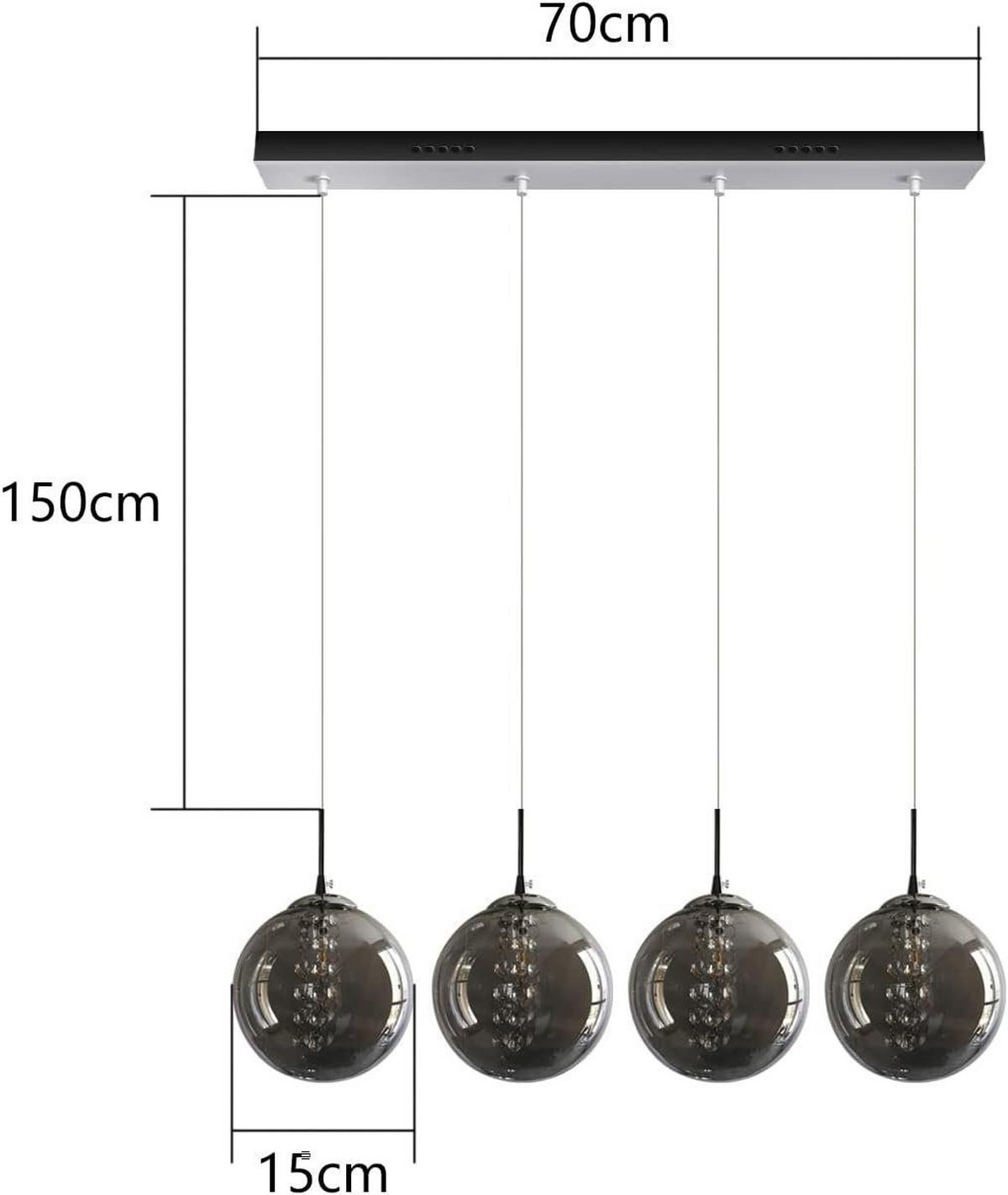 PENDELLEUCHTE Energie 4-flammig 70/15/150 cm - Grau, Glas (70/15/150cm) - Nettlife