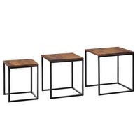 BEISTELLTISCH Set – Massivholz Metall Braun Schwarz rund 3 Größen - Schwarz/Braun, Holz/Metall (40/40/42cm) - KADIMA DESIGN