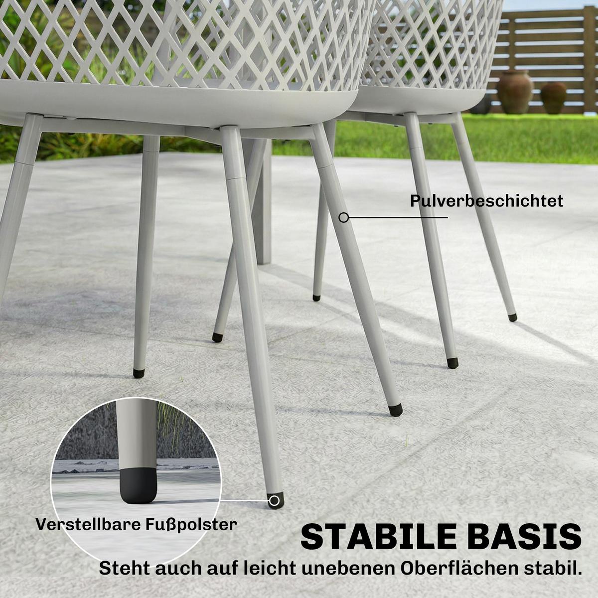 GARTENSTÜHLE 4er Set Metall Kunststoff Grau - Grau, Kunststoff/Metall (51/84/56cm) - Outsunny